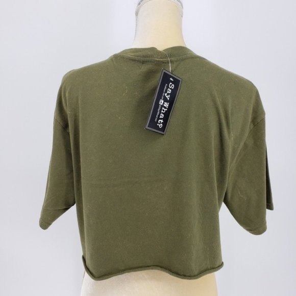 Say What? Distressed Girl Power Crop Tee Shirt NWT - Picture 3 of 7